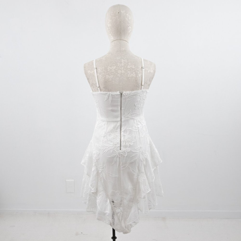 Parker XS Mesh Floral Asymmetric Mini Dress White - Picture 6 of 13